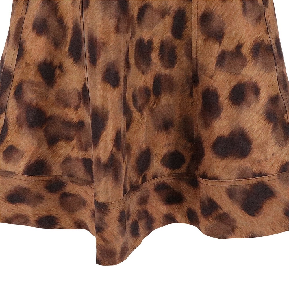 Milly‎ Poppy Leopard Print Taffeta Mini Dress Brown Sleeveless Cocktail Size 2 - Picture 5 of 11